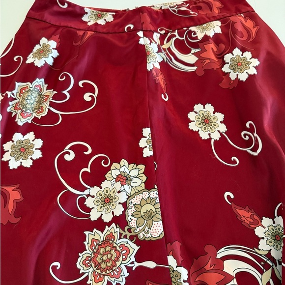 Ann Taylor Burgundy Floral A-Line Skirt - Picture 2 of 9